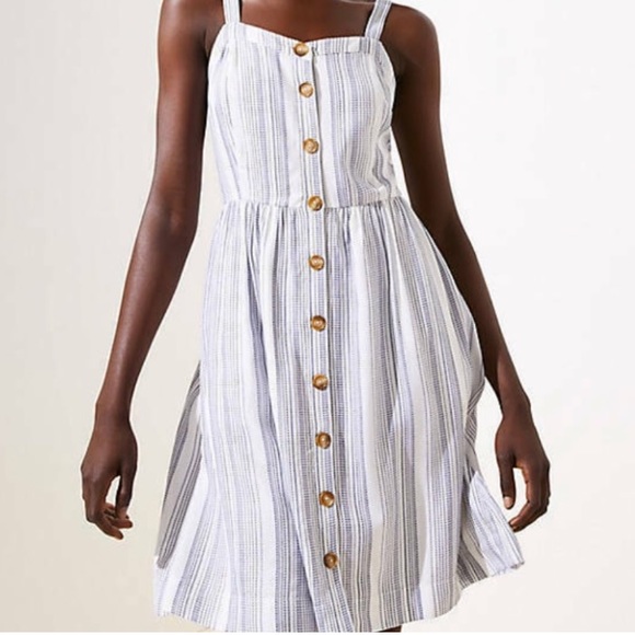 LOFT Dresses & Skirts - ✨New✨ Loft striped button down blue and white flare sundress